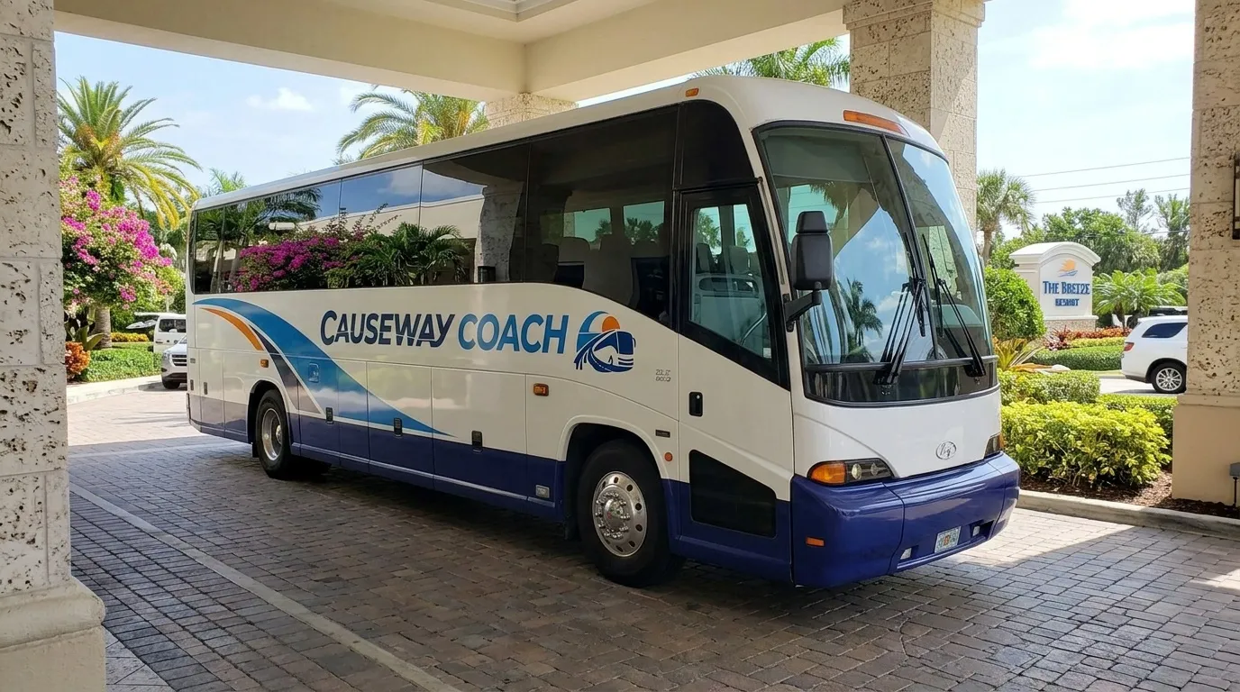 Causeway Coach mid-size coach running an event loop